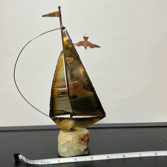 Vintage Other - Vintage Brass And Copper Sail boat Art